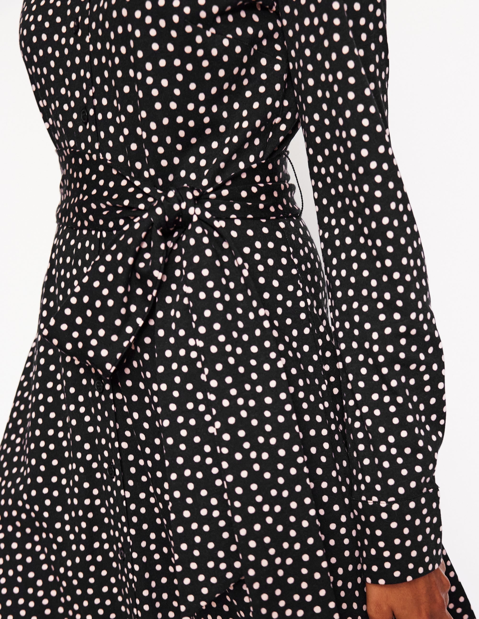 Marcia Jersey Shirt Dress-Black, Abstract Dot - Image 2