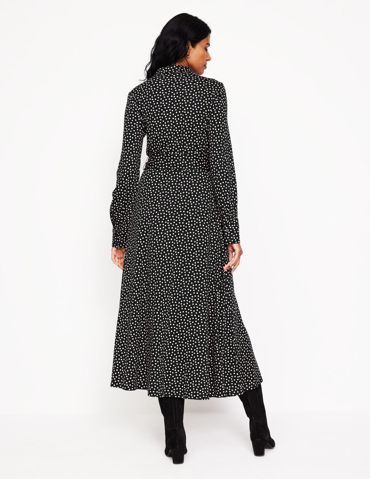 Marcia Jersey Shirt Dress-Black, Abstract Dot - Image 3
