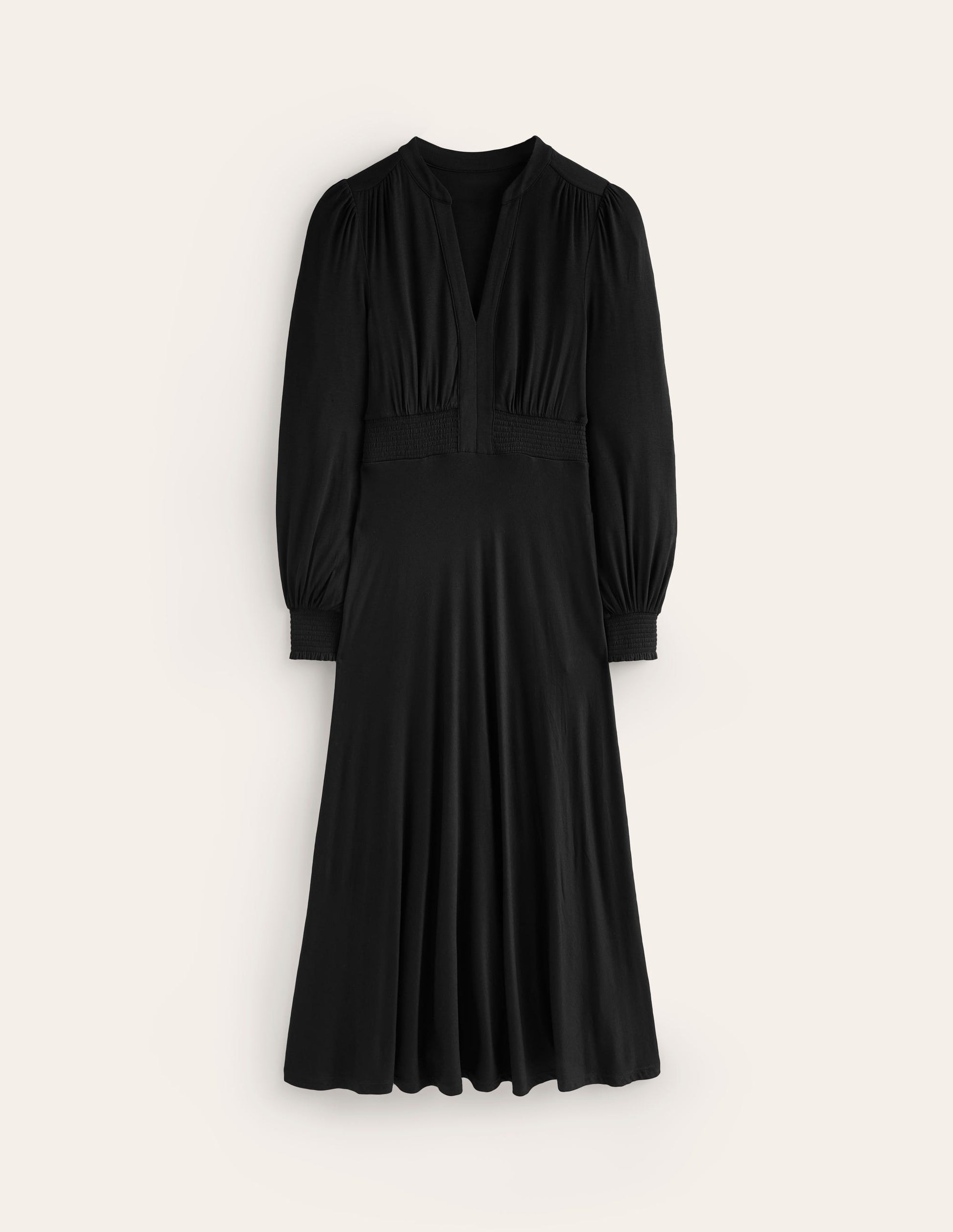 Ivy Smocked Midi Dress-Black | Boden USA Ivy Smocked Midi Dress-Black | Boden USA