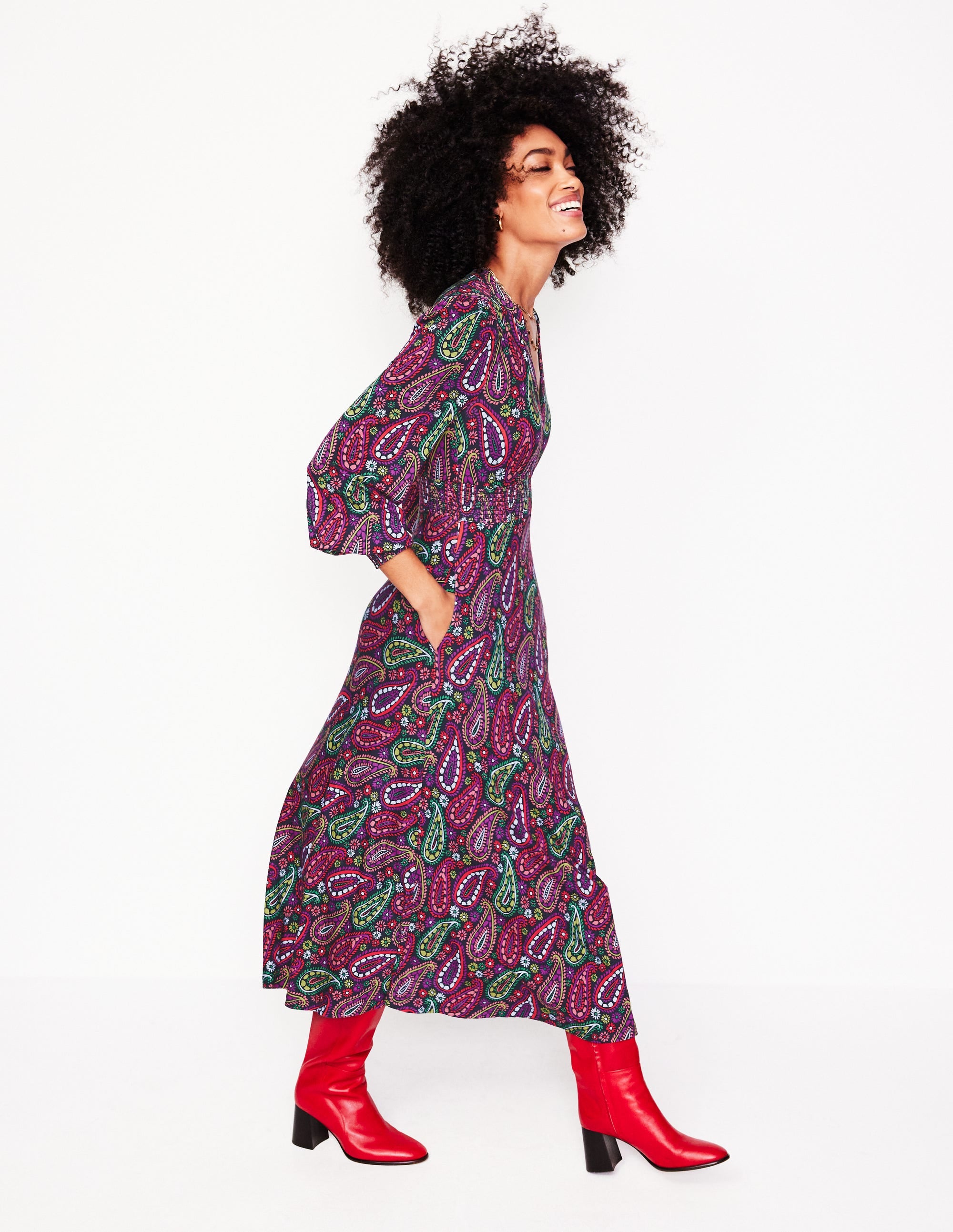 Georgia Jersey Midi Dress-Multi, Illustrated Paisley - Image 5