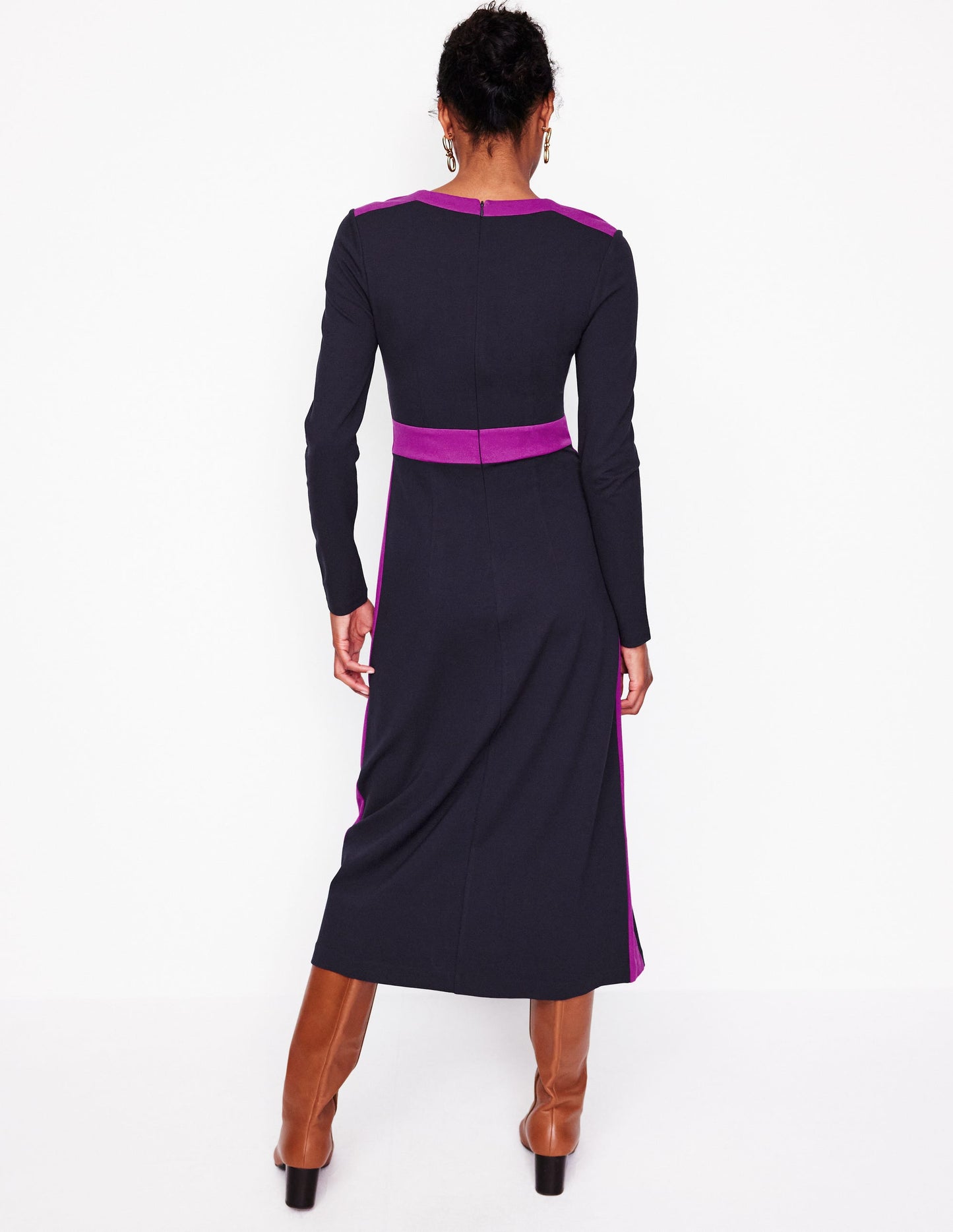 Catherine Ponte Midi Dress-Navy