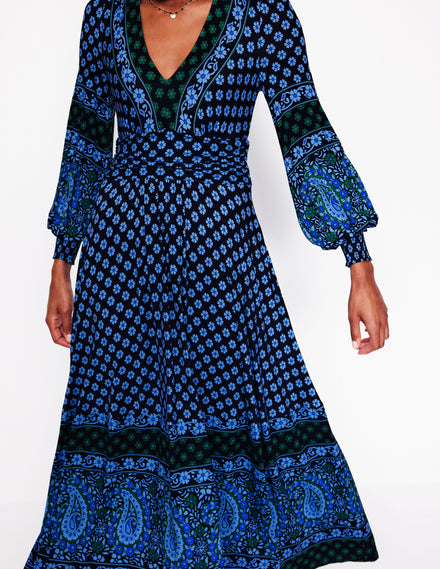 Daphne Jersey Maxi Dress-Dawn Blue, Paisley Posy