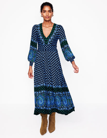 Daphne Jersey Maxi Dress-Dawn Blue, Paisley Posy