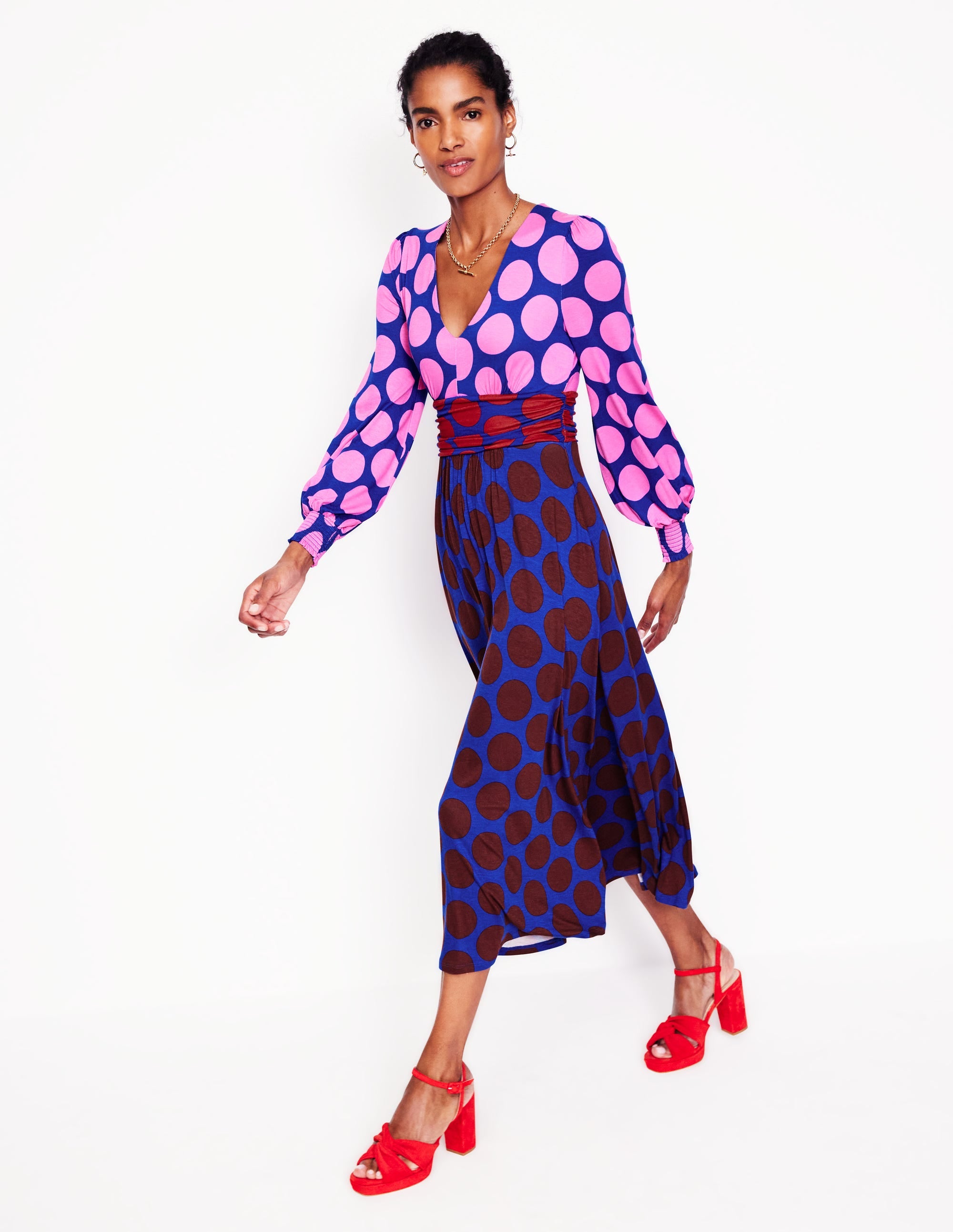 pink and blue jersey dress