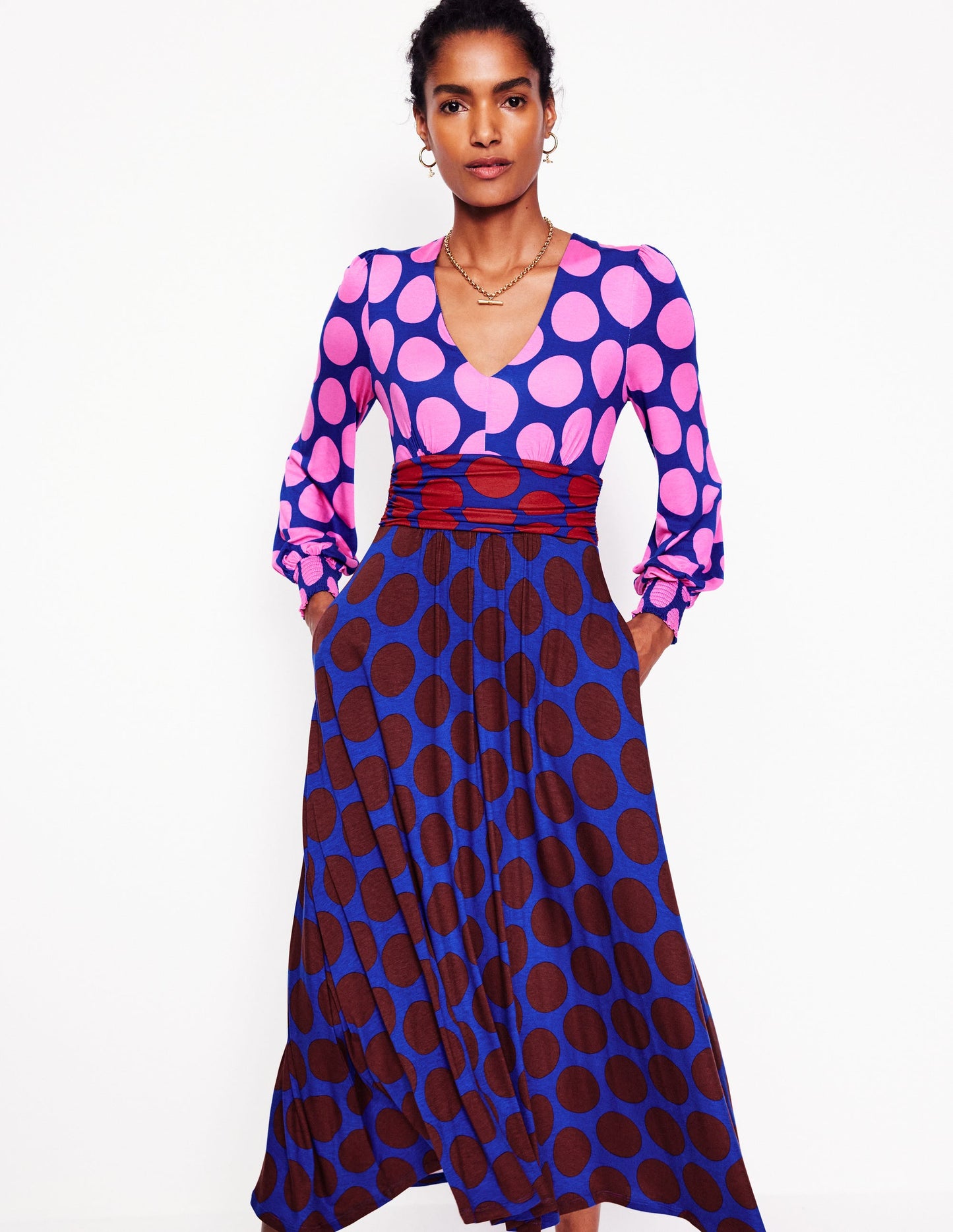 Daphne Jersey Maxi Dress-Pink Tourmaline, Large Spot