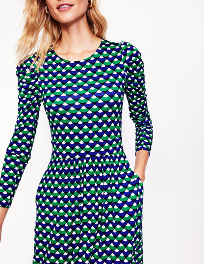 Puff Sleeve Blouson Dress-Rich Emerald, Arc Segment