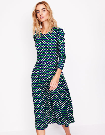 Puff Sleeve Blouson Dress-Rich Emerald, Arc Segment