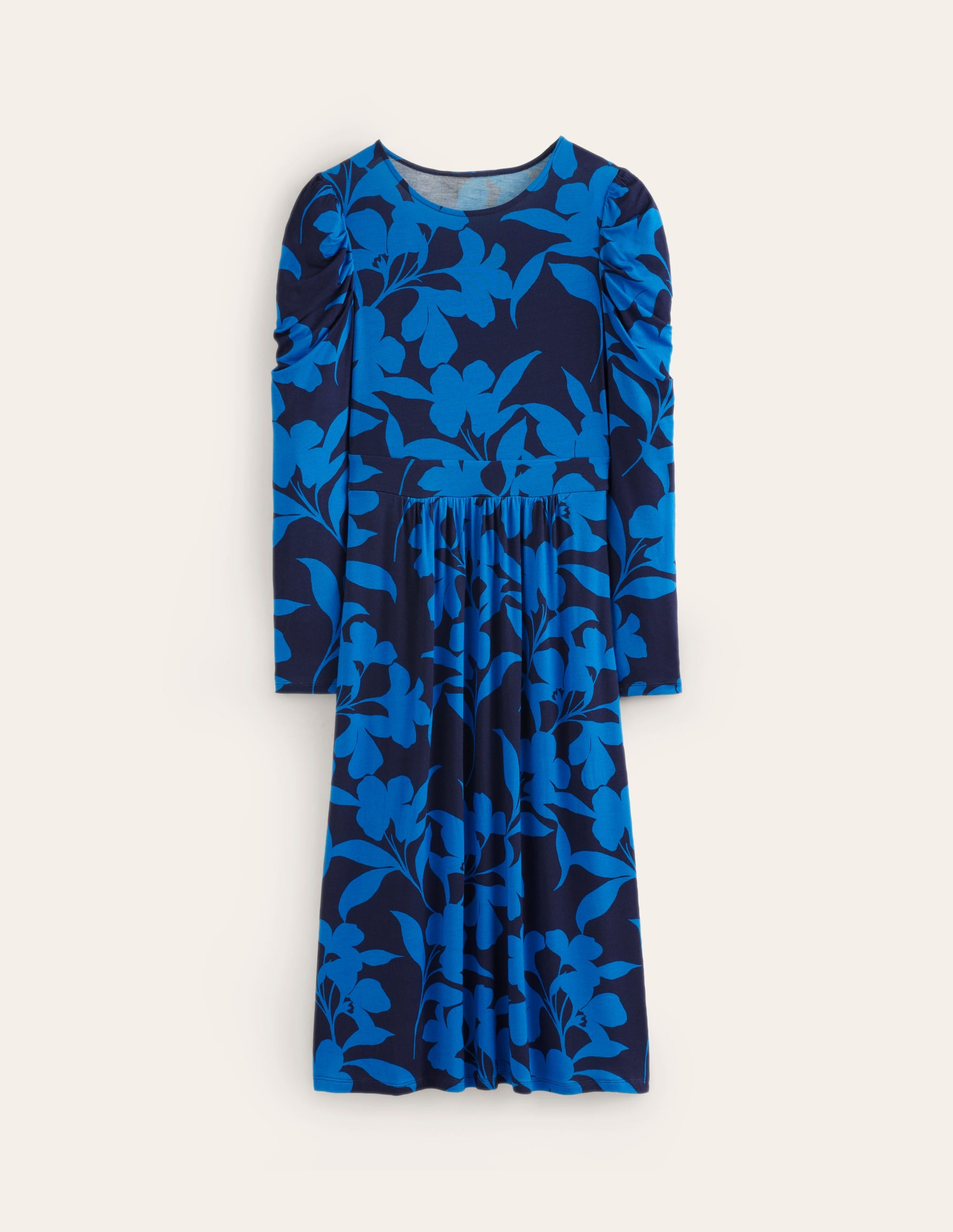 Puff Sleeve Blouson Dress-Navy, Silhouette Bloom - Image 6