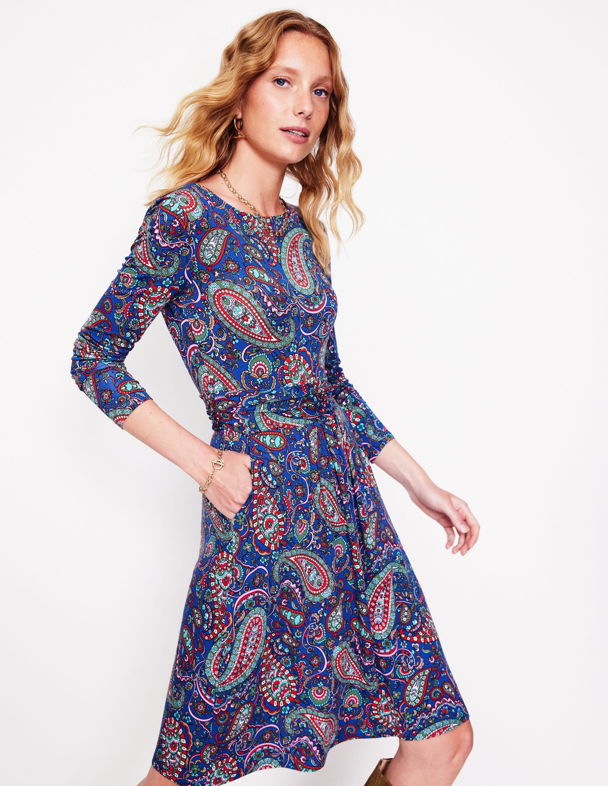 Amelie Long Sleeve Dress-Blue Jay, Paisley Paradise - Image 1