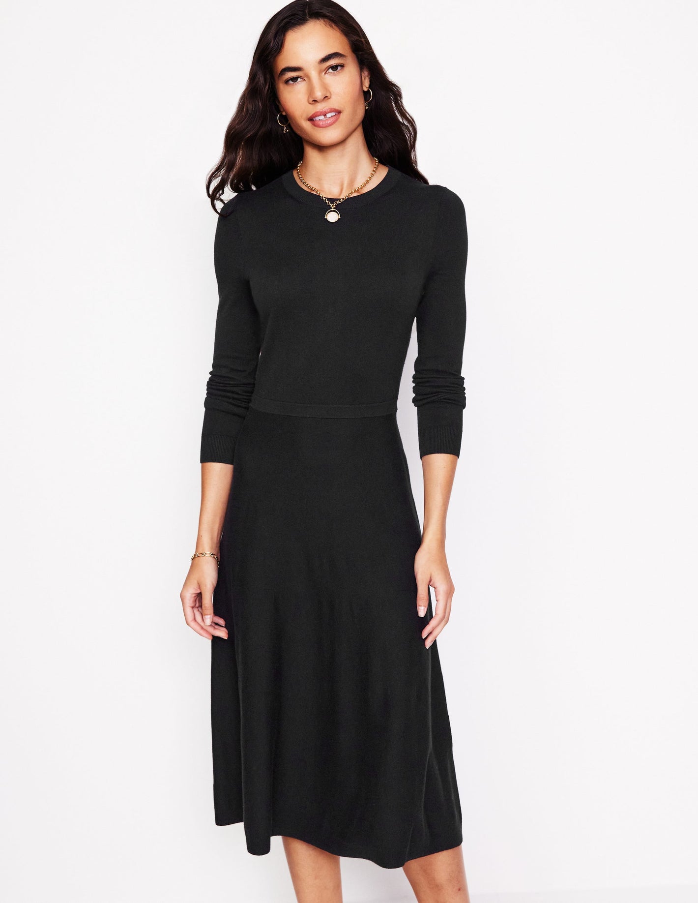 Maria Knitted Midi Dress-Black