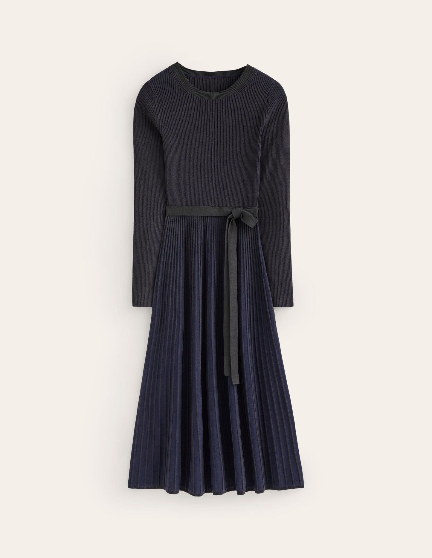 Lola Knitted Midi Dress-Navy, Black Plated