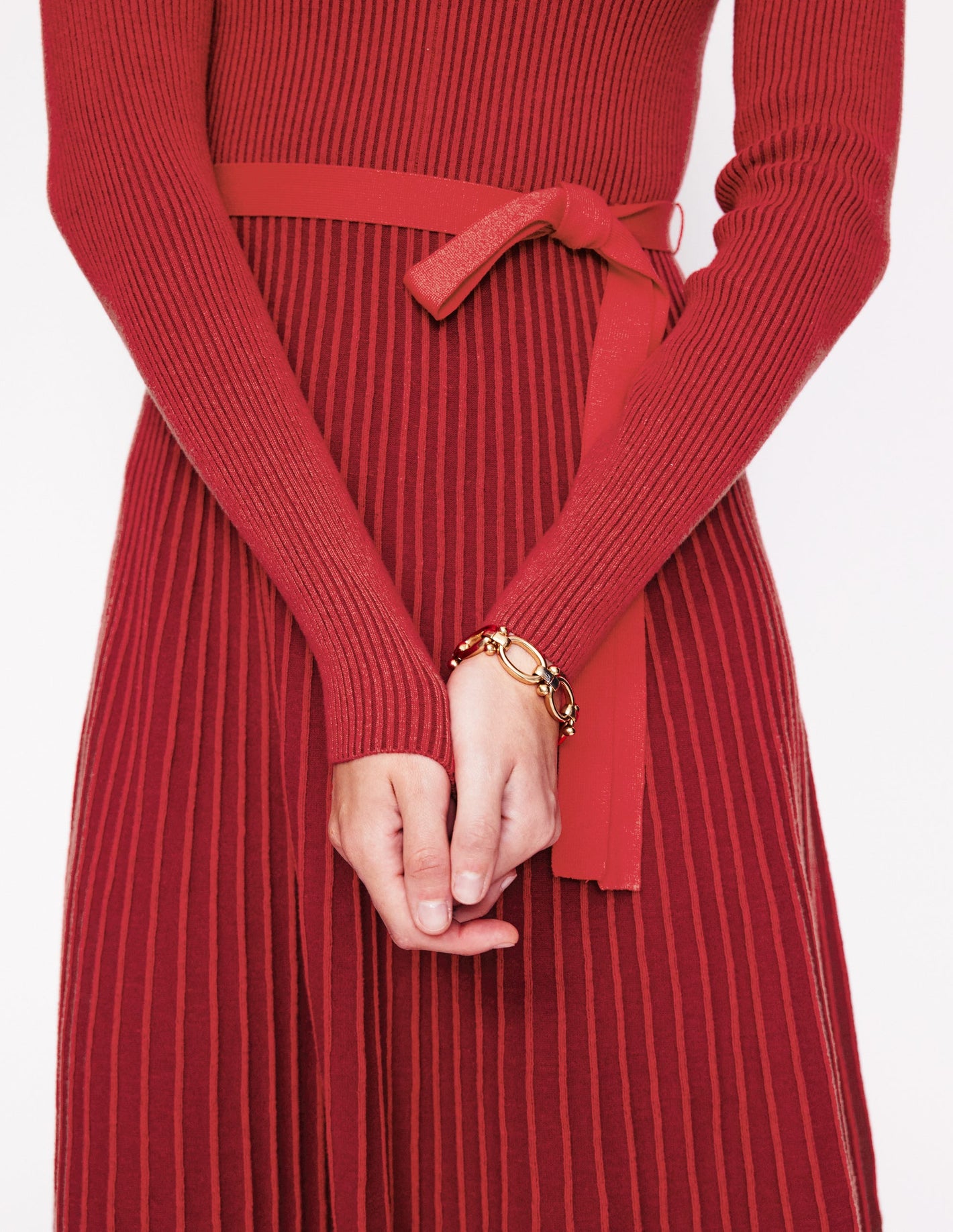 Lola Knitted Midi Dress-Rouge, Cherry Plated