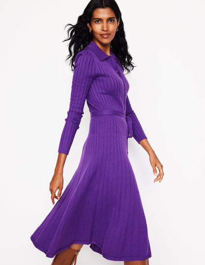 Rachel Knitted Shirt Dress-Amethyst