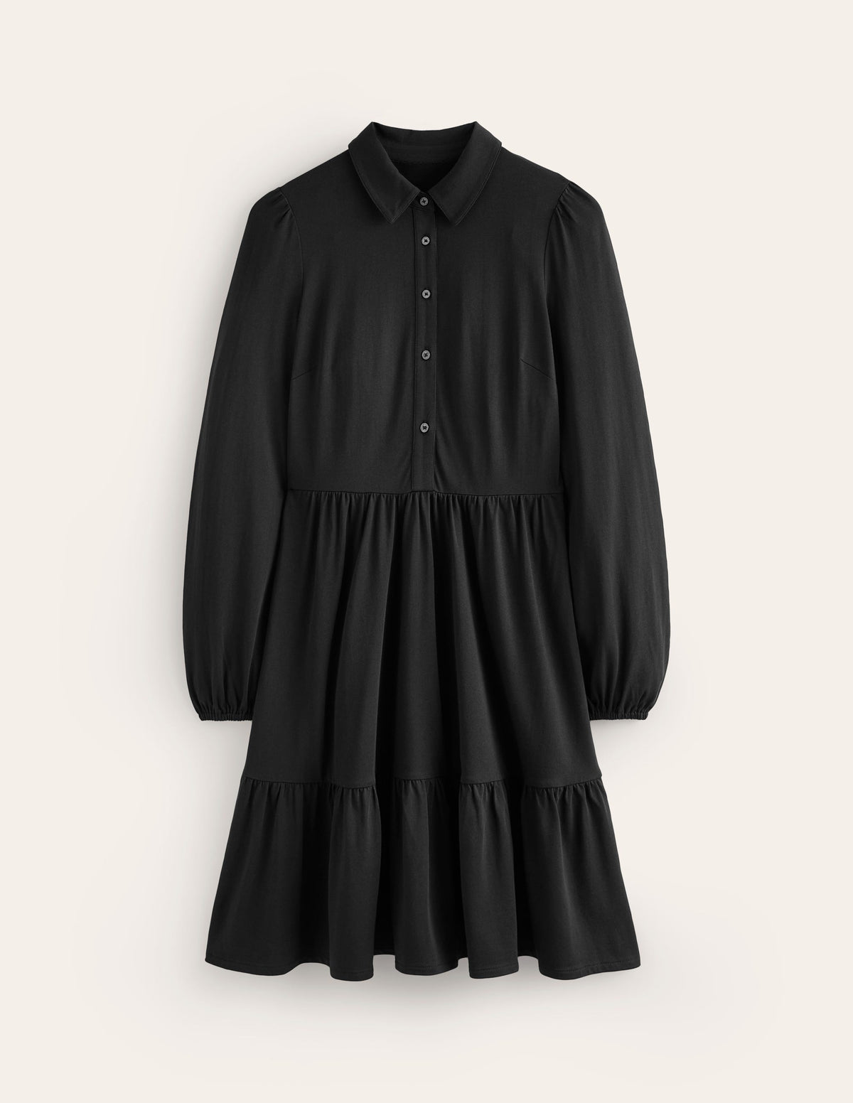 Jemima Tiered Jersey Dress-Black - Image 5