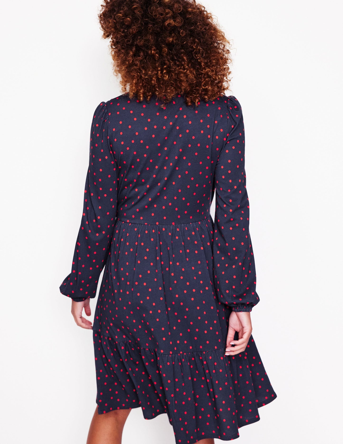 Jemima Tiered Jersey Dress-Rouge, Sparse Spot