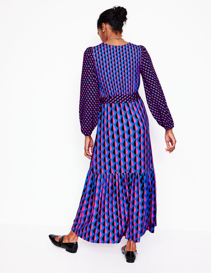 Ophelia Wrap Midi Jersey Dress-Multi, Raindrop Geo