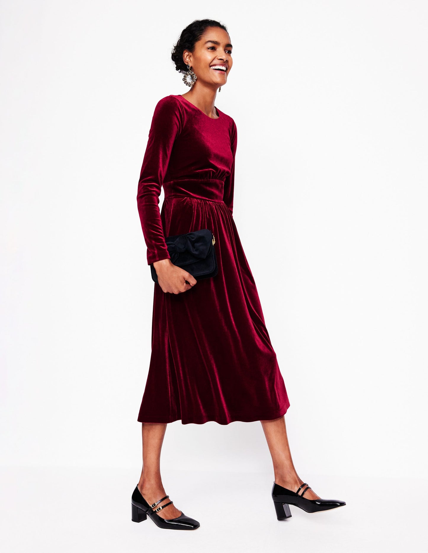 Thea Velvet Midi Dress-Cabernet