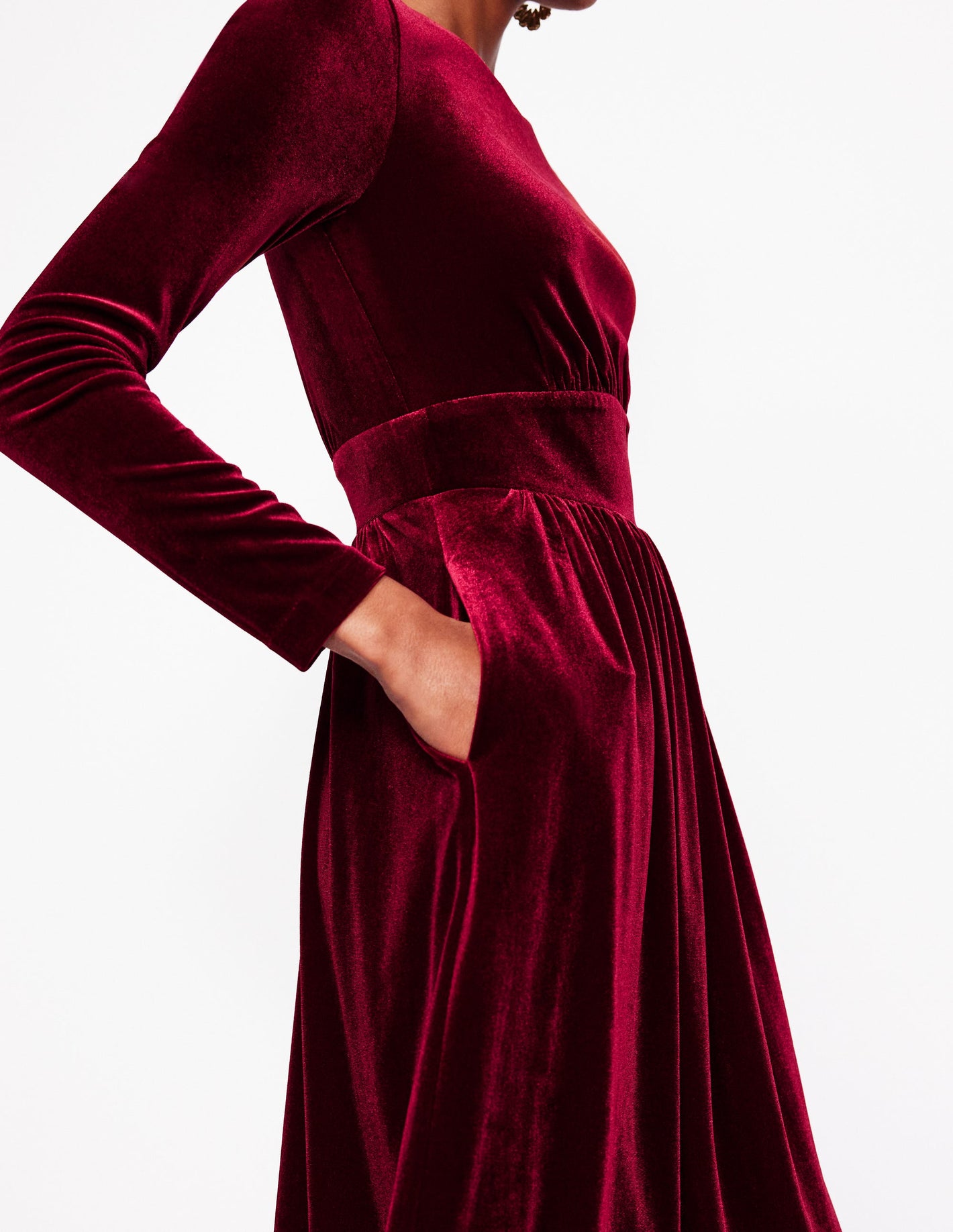 Thea Velvet Midi Dress-Cabernet