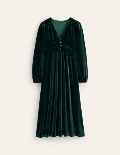 Jocelyn Velvet Tea Dress-Pine