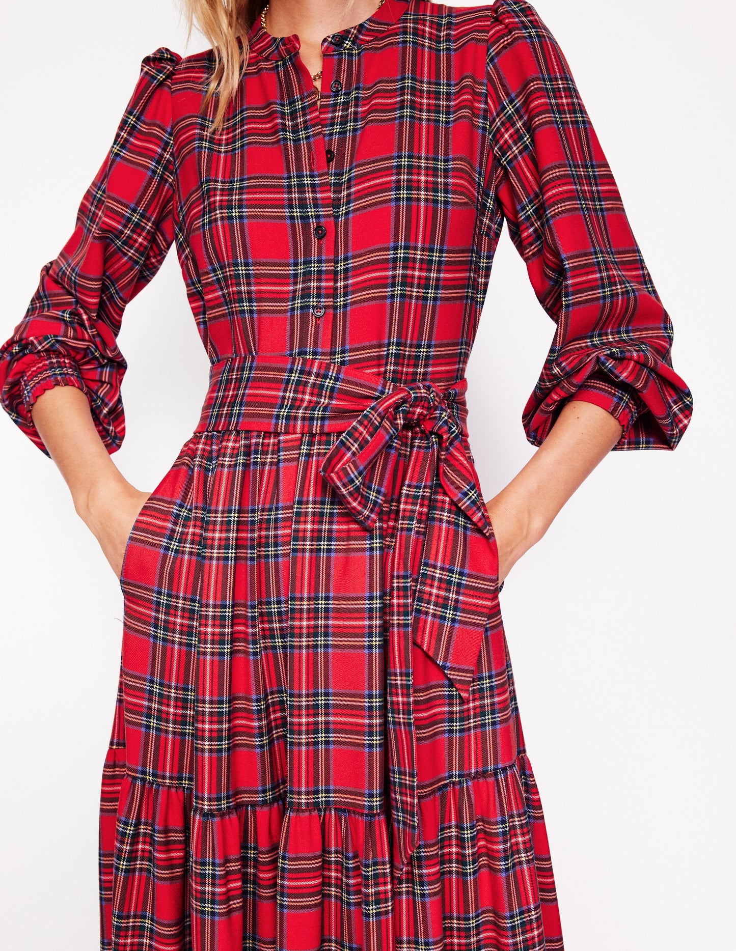 Alba Check Maxi Dress-Red and Blue Check