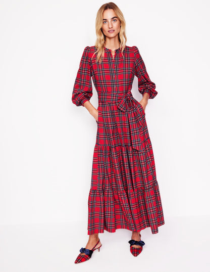 Alba Check Maxi Dress-Red and Blue Check