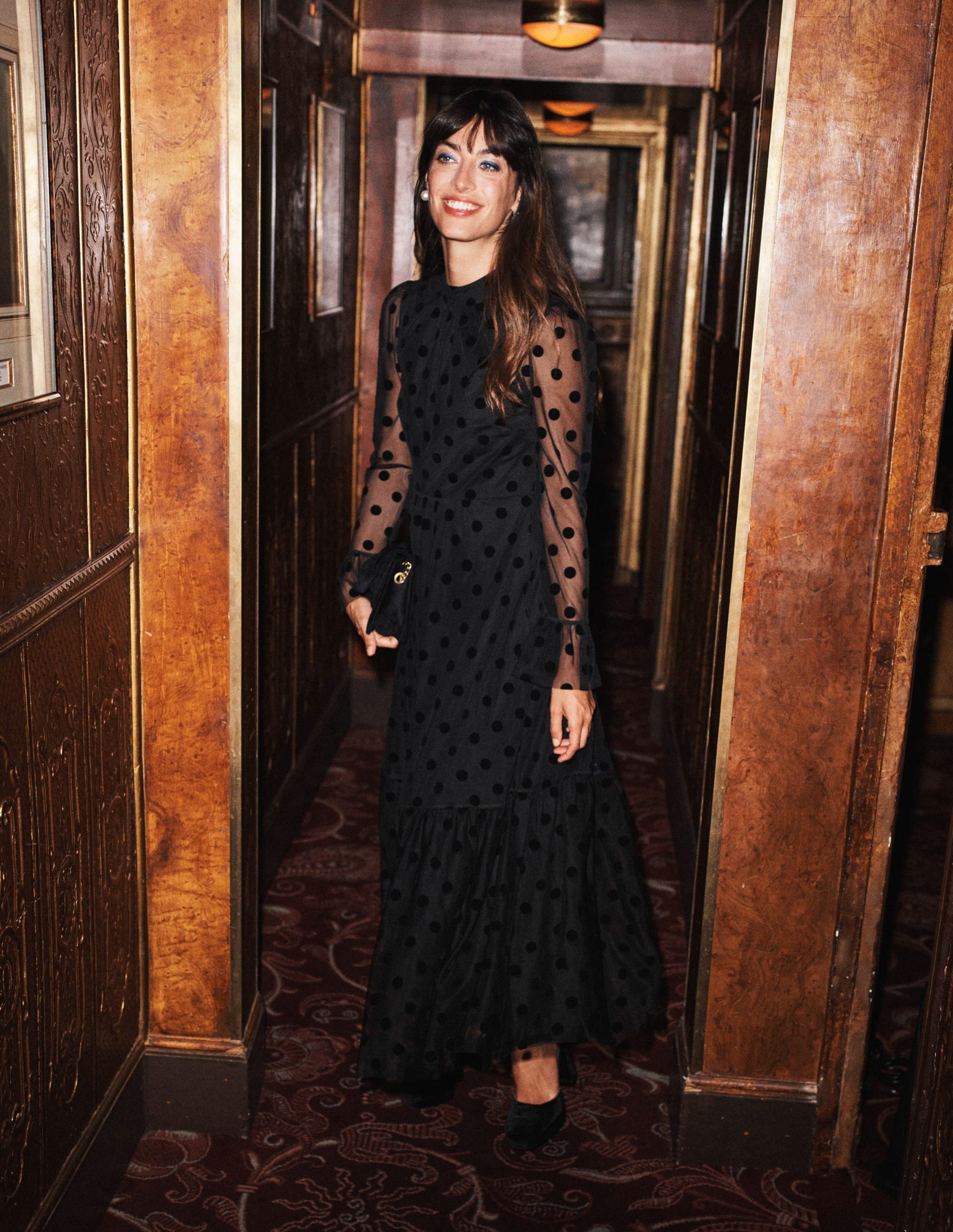 High Neck Tulle Tea Dress-Black Spot | Boden USA 