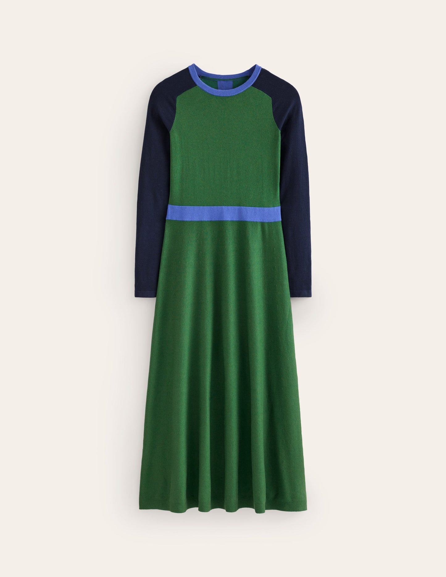 Marta Knitted Midi Dress-Pine, Navy Colourblock