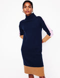 Merino Knitted Dress-Navy Colourblock