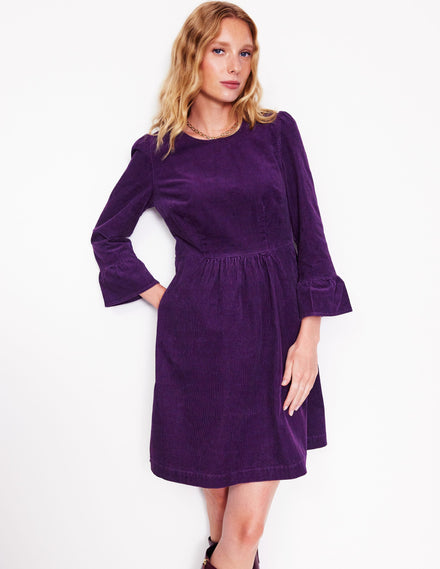 Ora Short Cord Dress-Damson