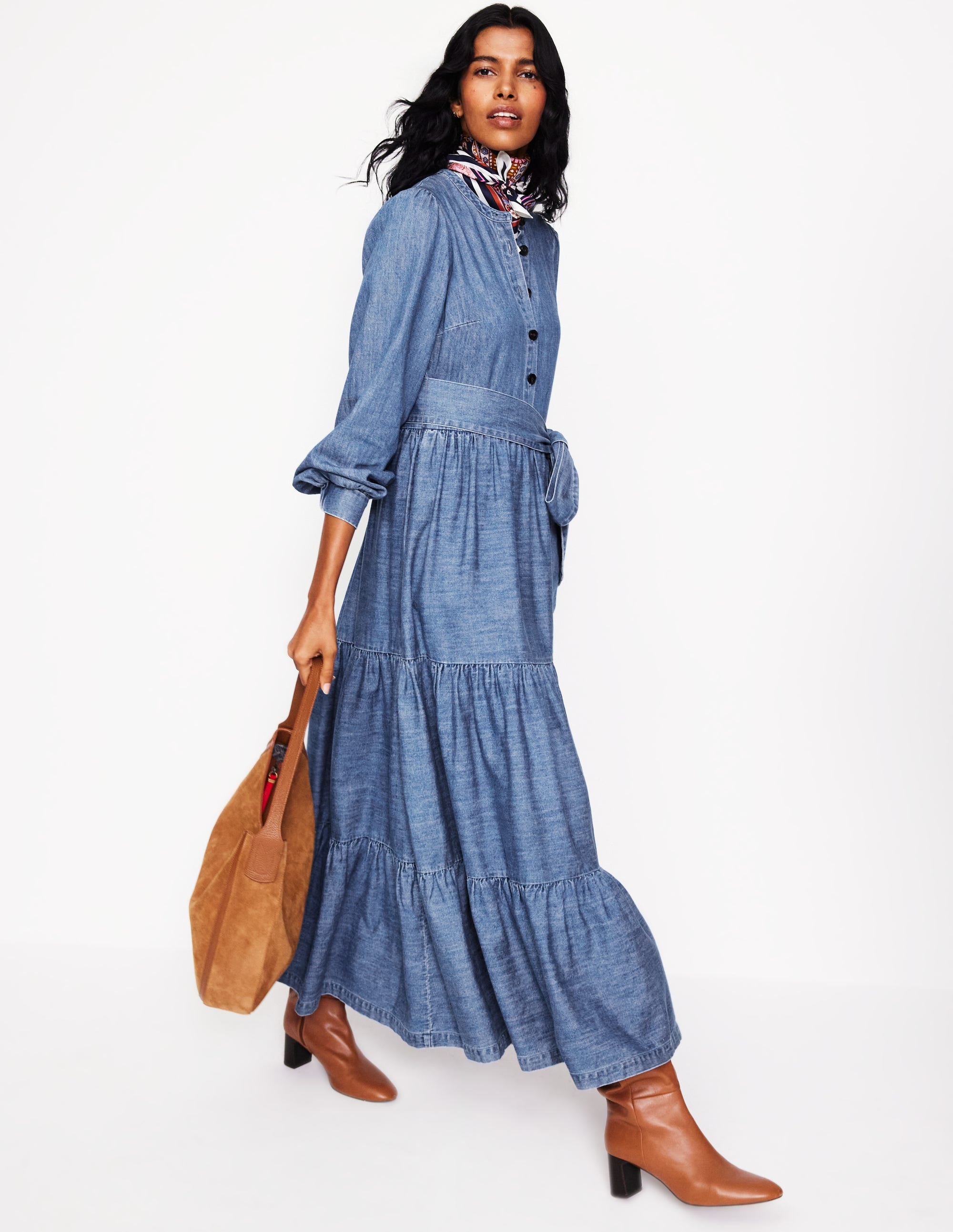 Alba Denim Maxi Dress-Light Vintage Denim - Image 1