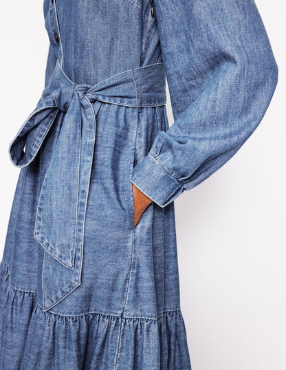 Alba Denim Maxi Dress-Light Vintage Denim