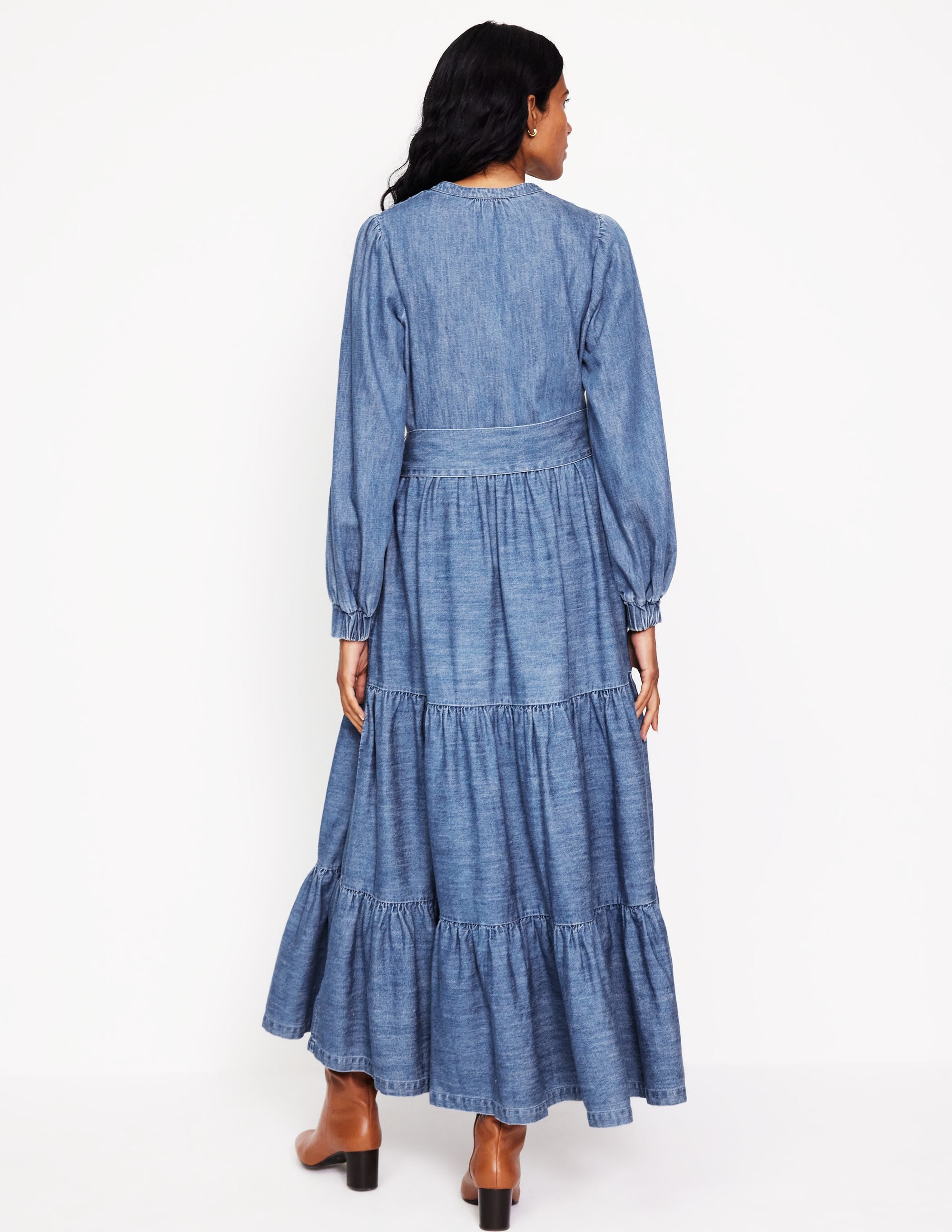 Alba Denim Maxi Dress-Light Vintage Denim - Image 3