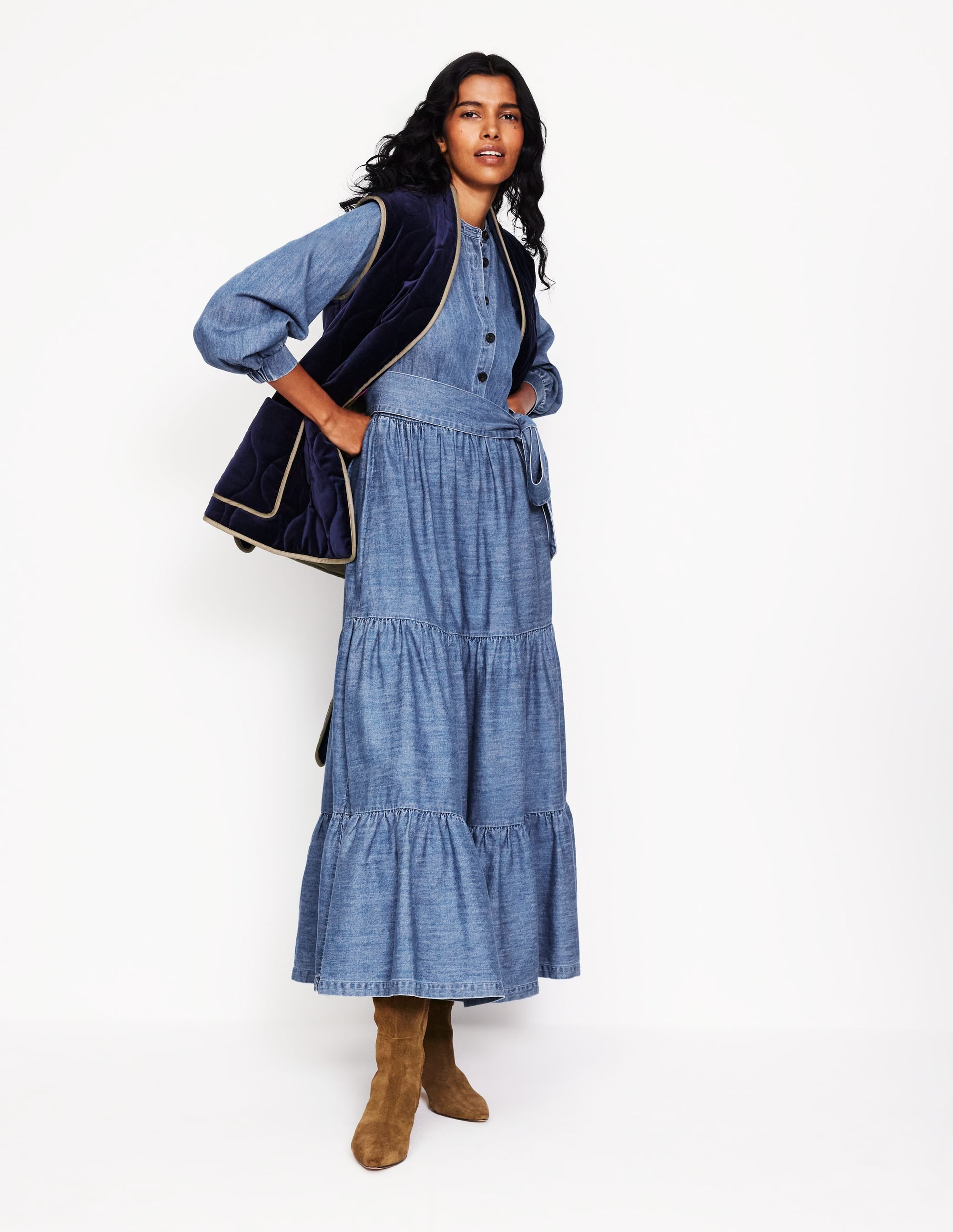 Alba Denim Maxi Dress-Light Vintage Denim - Image 5