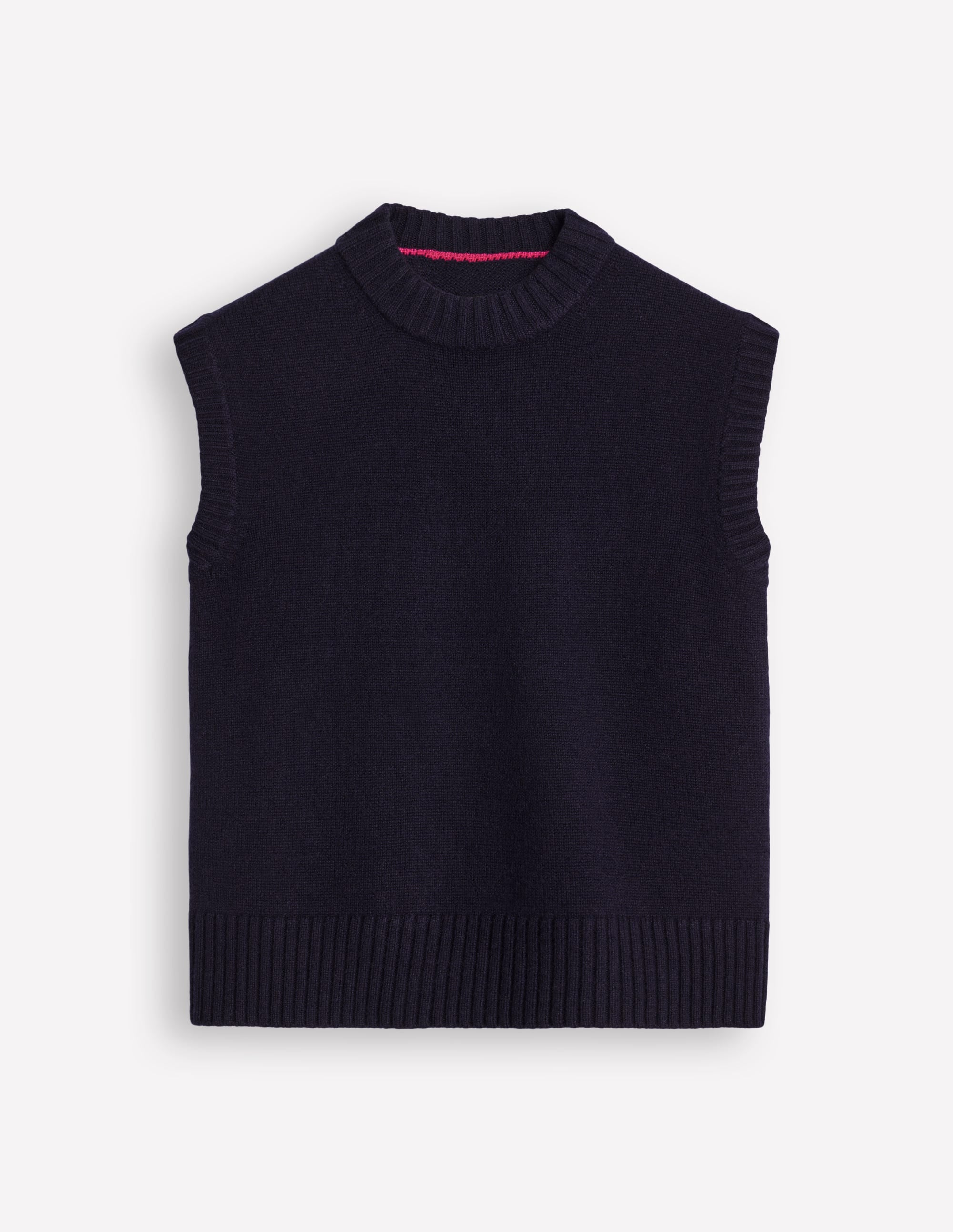 Chunky Cashmere Crew Neck Vest-Navy - Image 6