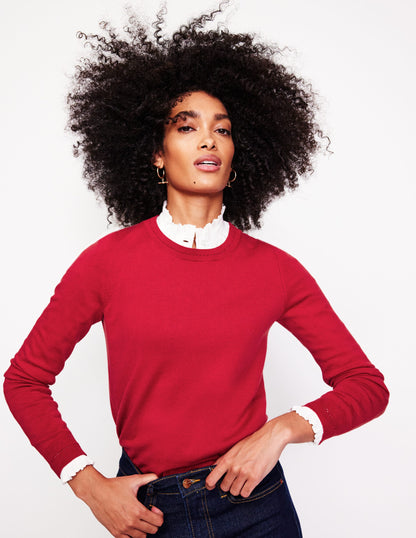 Catriona Cotton Crew Sweater-Red Liquorice