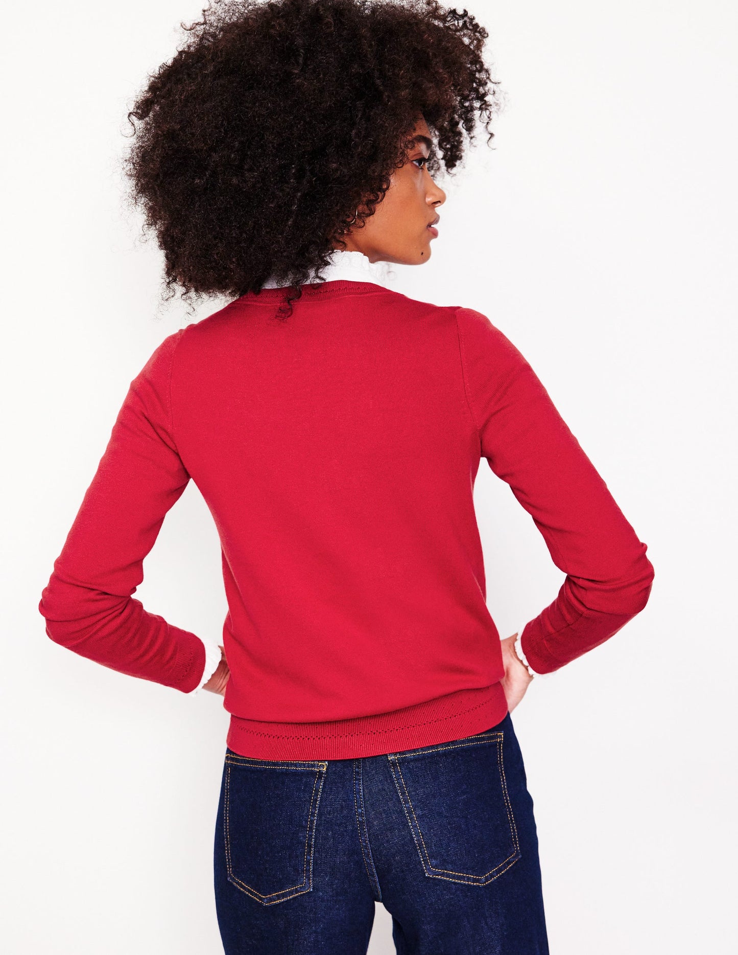 Catriona Cotton Crew Sweater-Red Liquorice