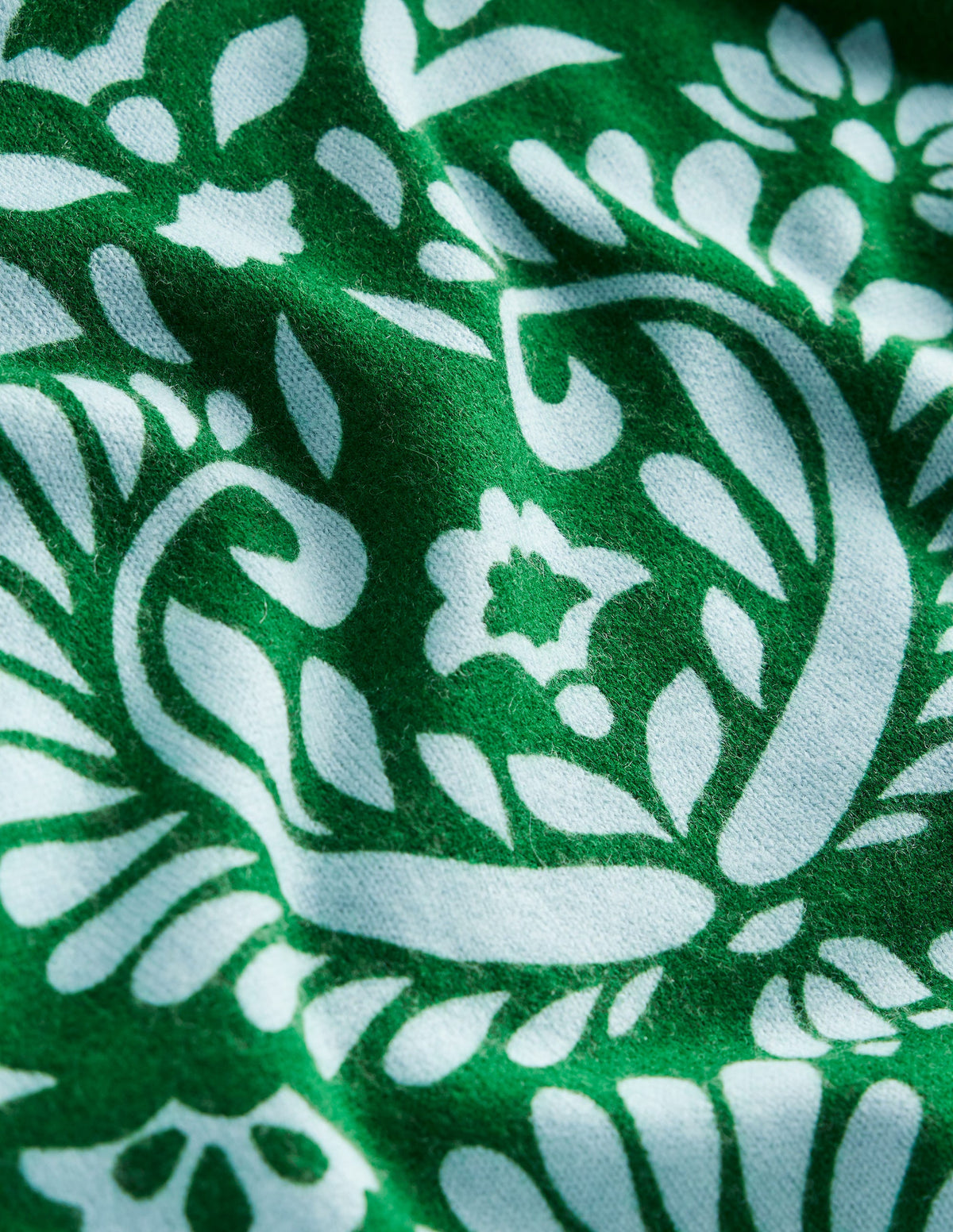 Eva Cashmere Crew Neck Sweater-Pine Green, Decorative Flora - Image 6