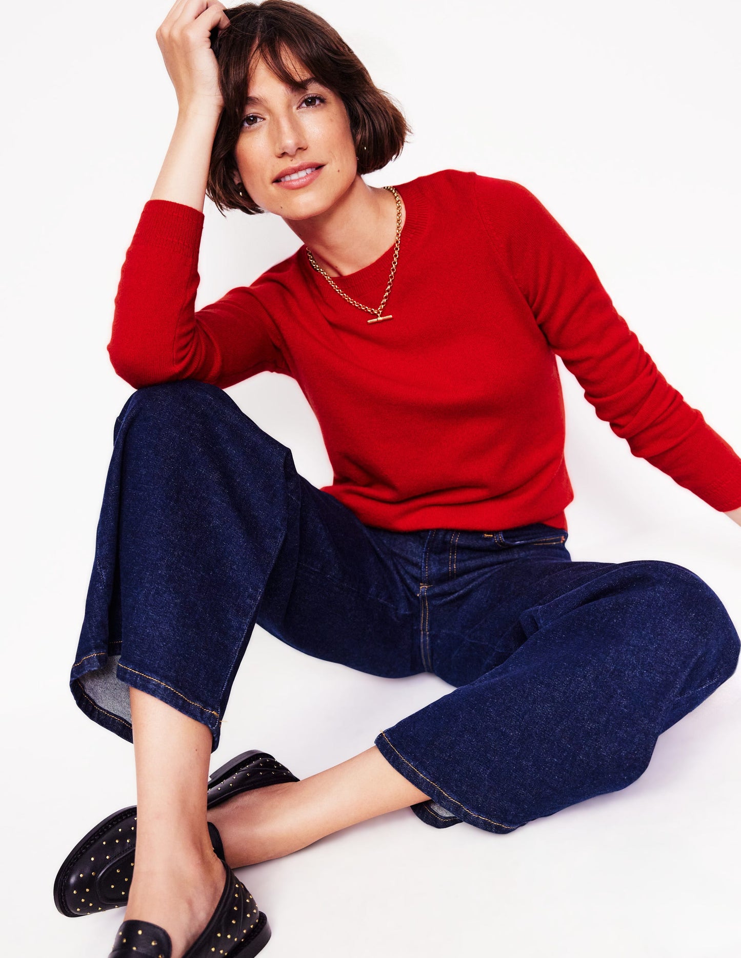 Eva Cashmere Crew Neck Sweater-Rouge Red