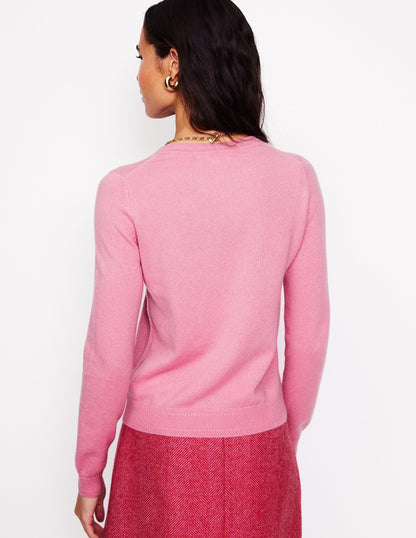 Eva Cashmere Crew Neck Sweater-Old Rose Pink