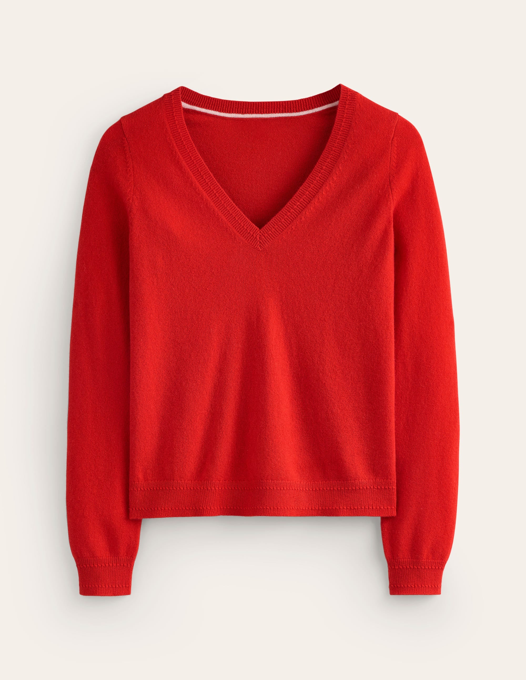 Eva Cashmere V-Neck Sweater-Rouge Red - Image 5