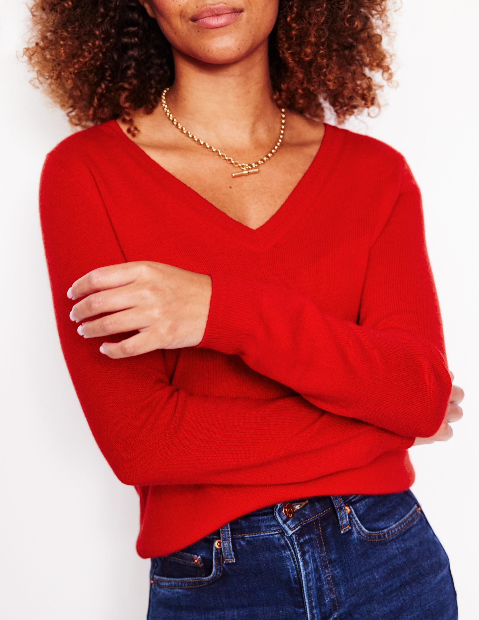 Eva Cashmere V-Neck Sweater-Rouge Red - Image 2