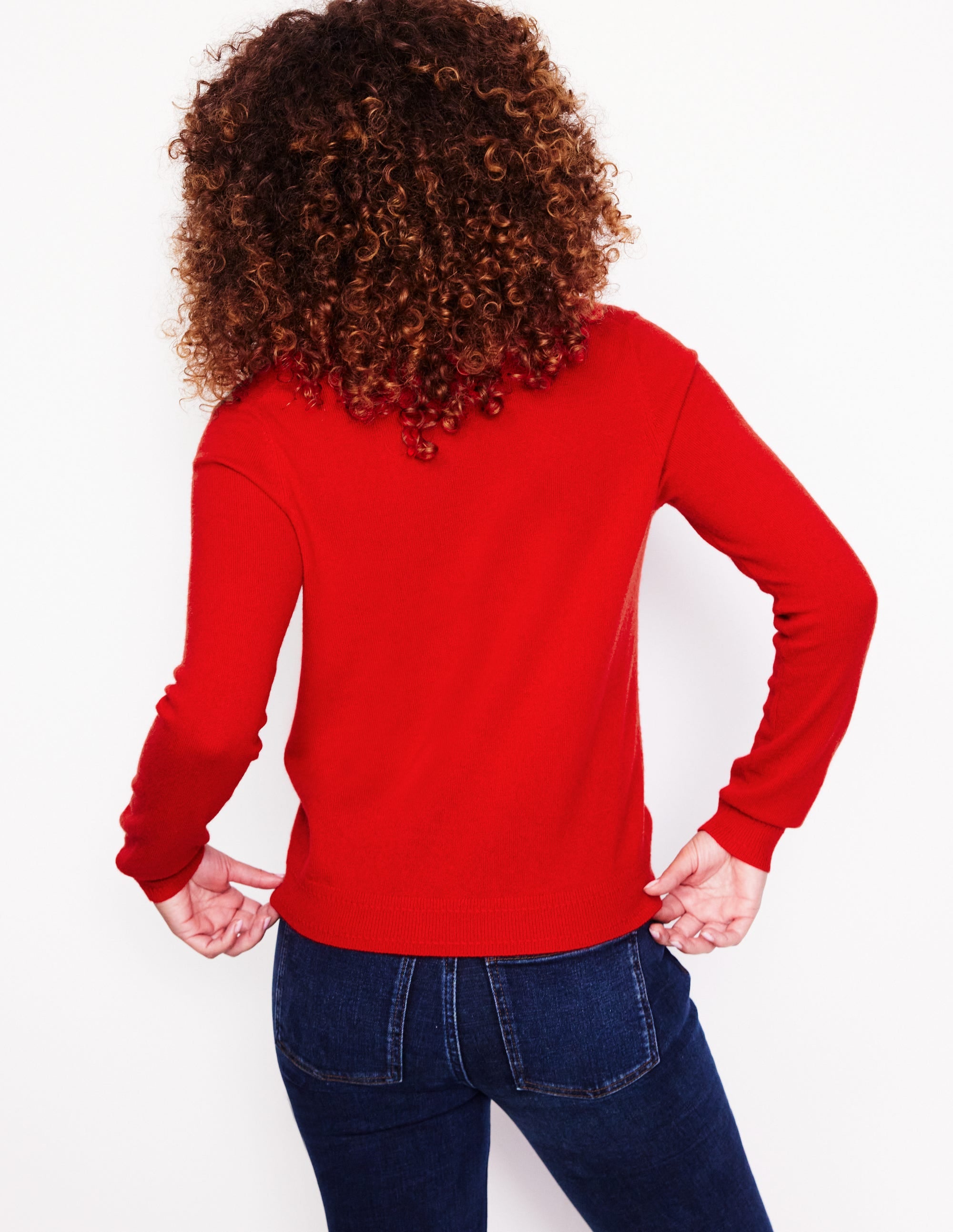 Eva Cashmere V-Neck Sweater-Rouge Red - Image 3