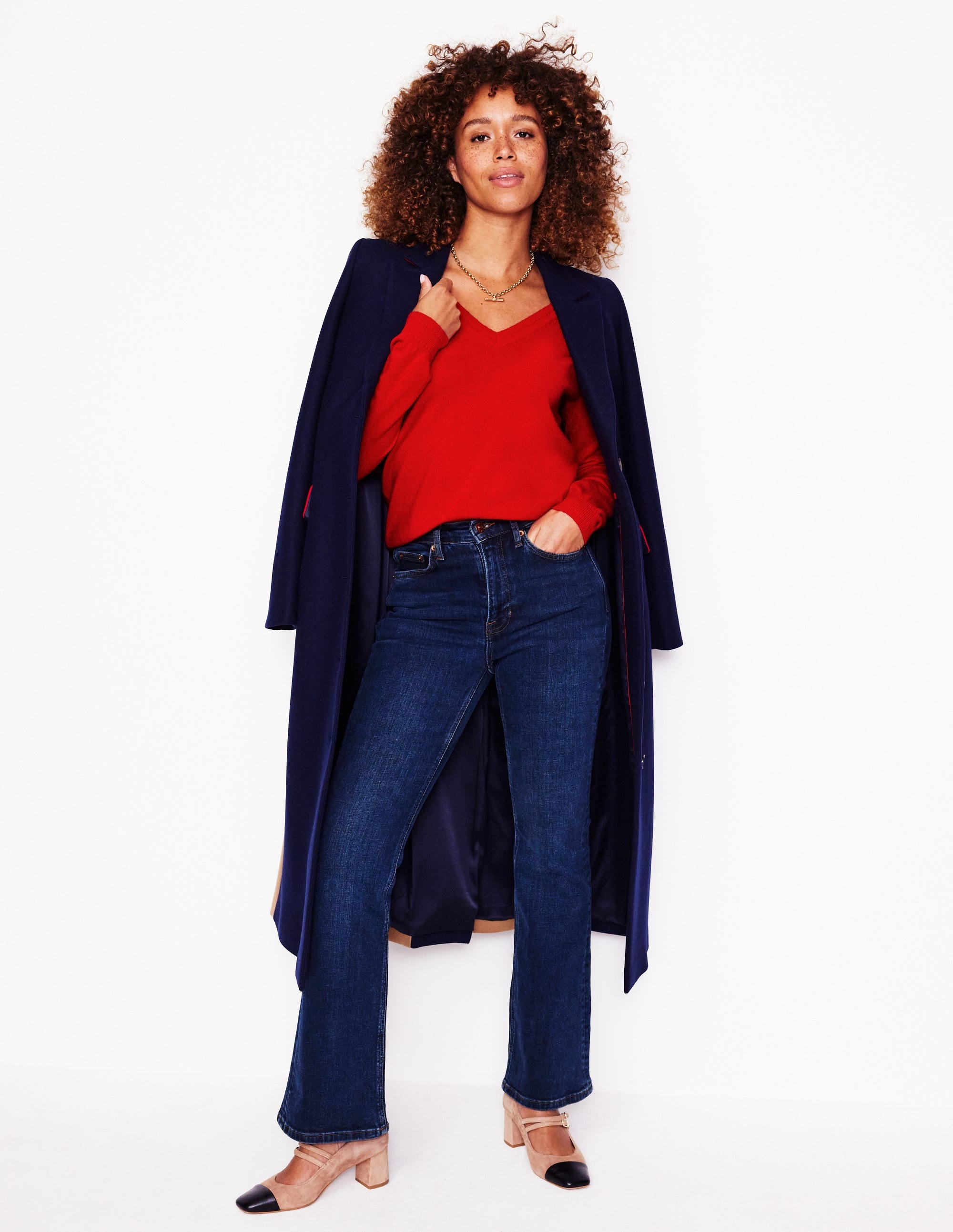 Eva Cashmere V-Neck Sweater-Rouge Red - Image 4