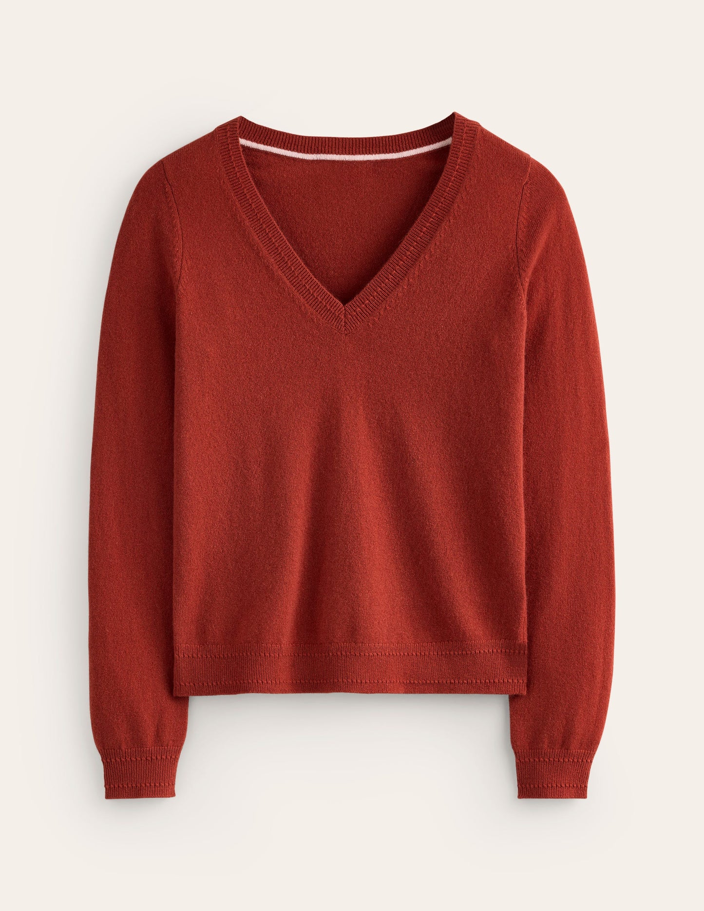 Eva Cashmere V-Neck Sweater-Copper Brown