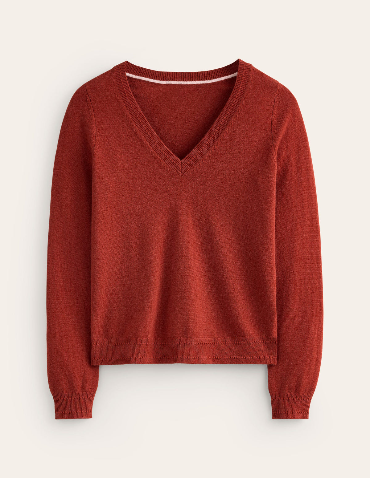 Eva Cashmere V-Neck Sweater-Copper Brown - Image 5