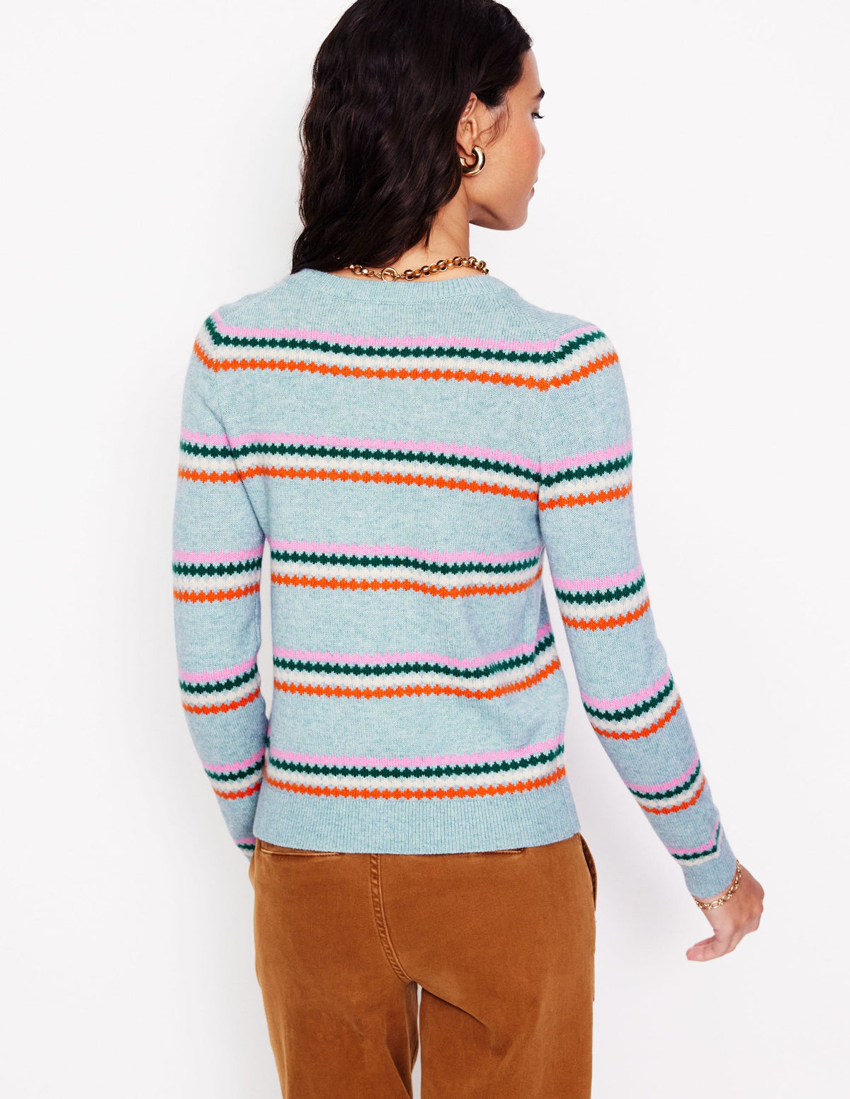 Edie Fair Isle Cardigan-Blue Diamond - Image 3