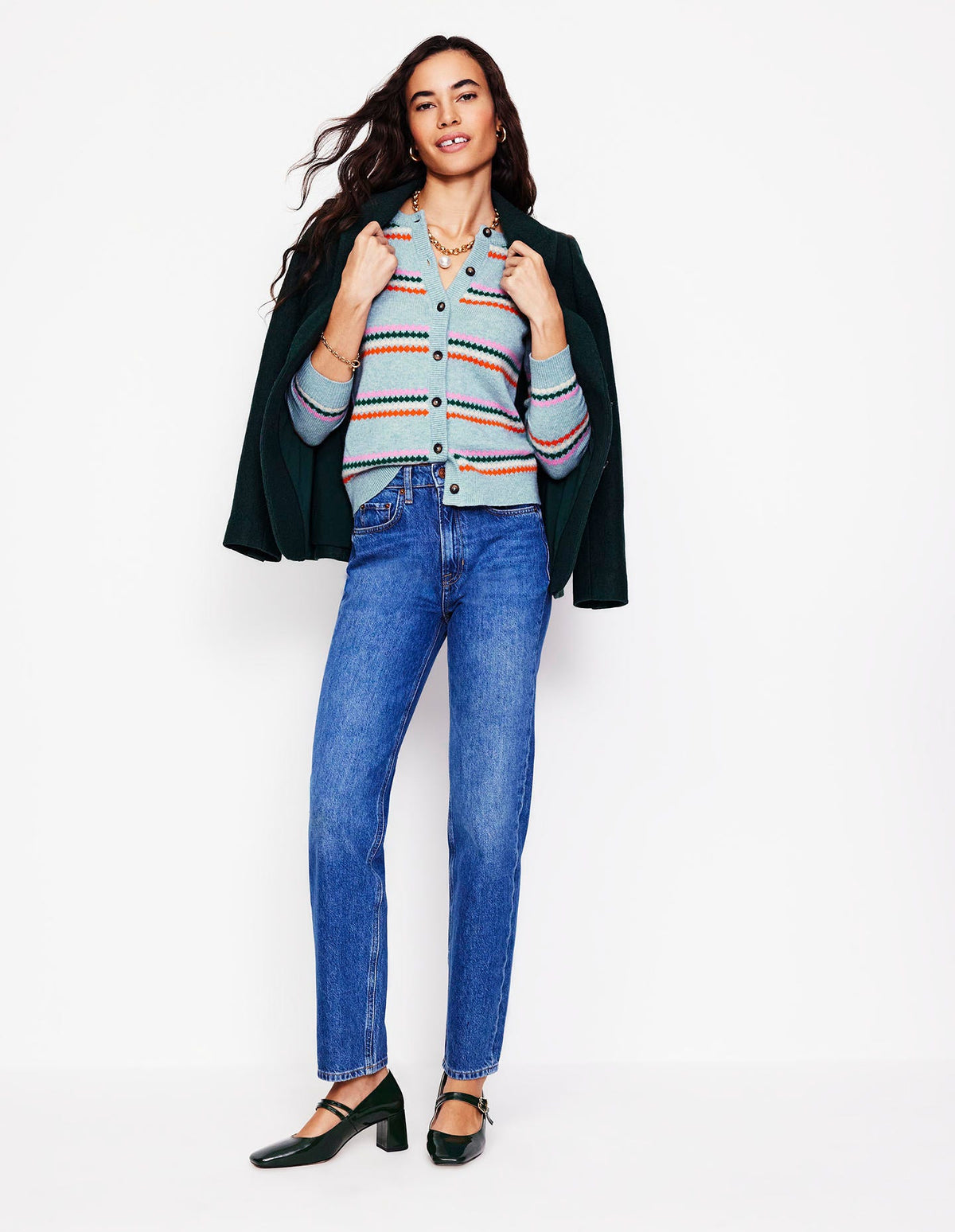 Edie Fair Isle Cardigan-Blue Diamond - Image 5
