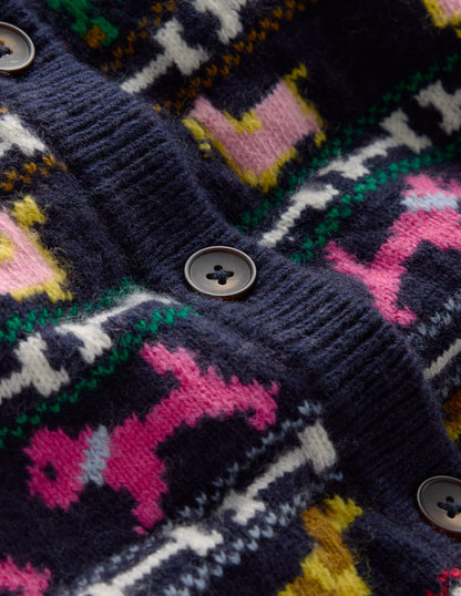 Edie Fair Isle Cardigan-Navy, Dogs