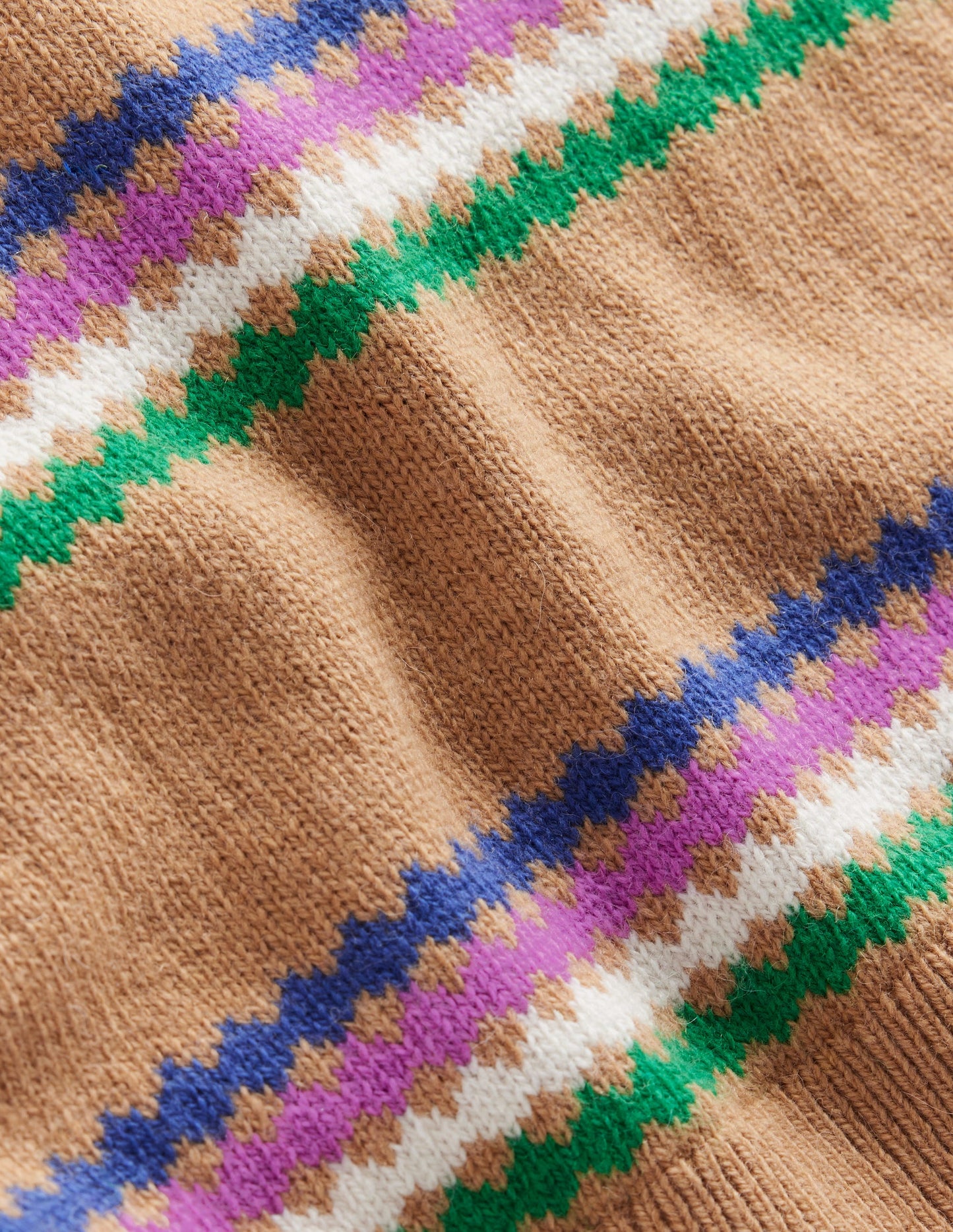 Edie Fair Isle Sweater-Camel Diamond