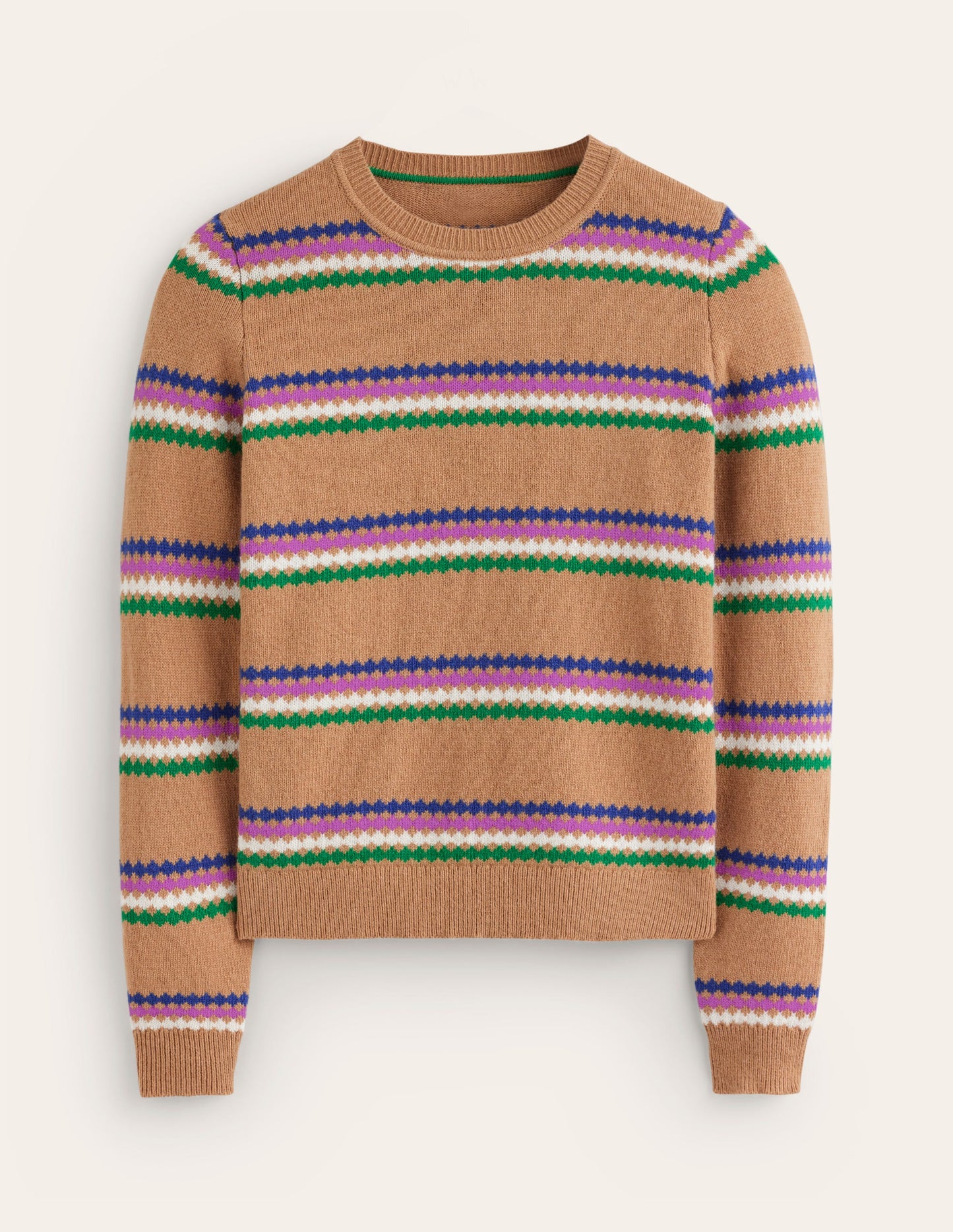 Edie Fair Isle Sweater-Camel Diamond